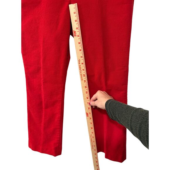 Theory 4 High Rise $298. Moleskin Twill Trousers Cotton Pants Cropped Red - Picture 8 of 10